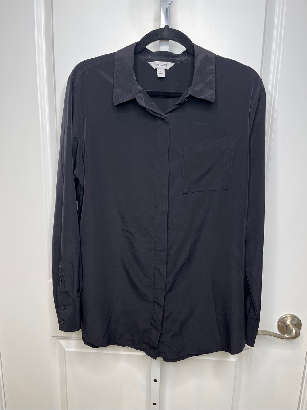 Nine West Black Button-Down Women's Shirt Large